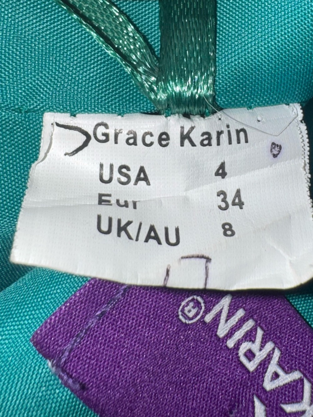 Grace Karin Sz 4 Teal Rhinestone Ruffle Corset Homecoming Dress Mermaidcore Fae - Picture 8 of 10